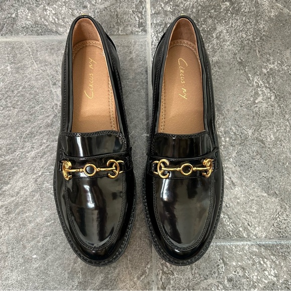 Sam Edelman Circus Black Patent Chunky Loafer Horse Bit Faux Leather Size 9.5 - Picture 4 of 15